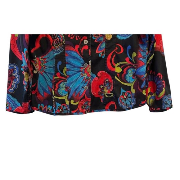 Chico's Women's Black Vibrant Cotton Blend Boho Blazer Size 2, US Large Retro - Picture 5 of 13